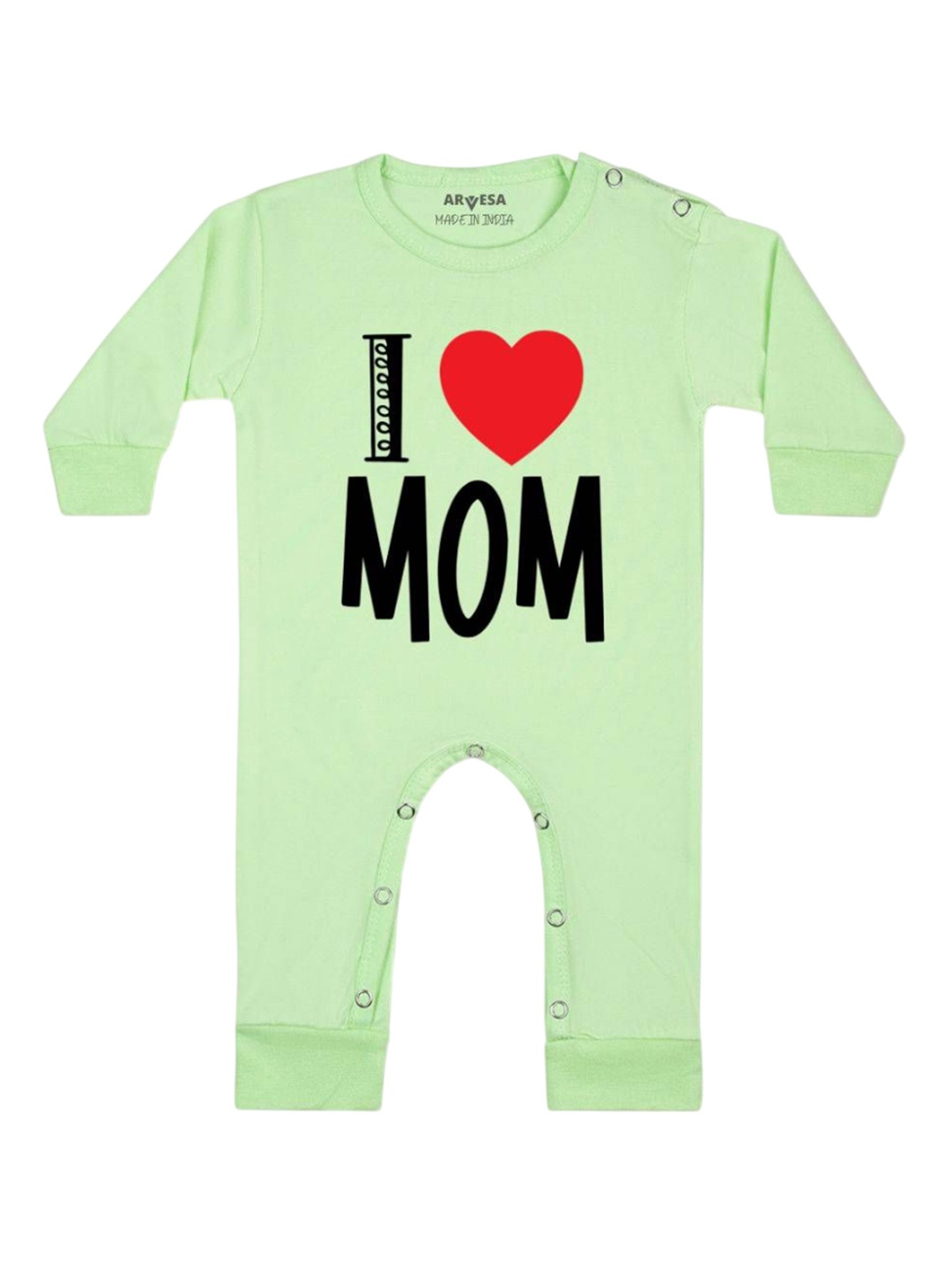 

Arvesa Kids I Love Mom Printed Baby Romper, Green