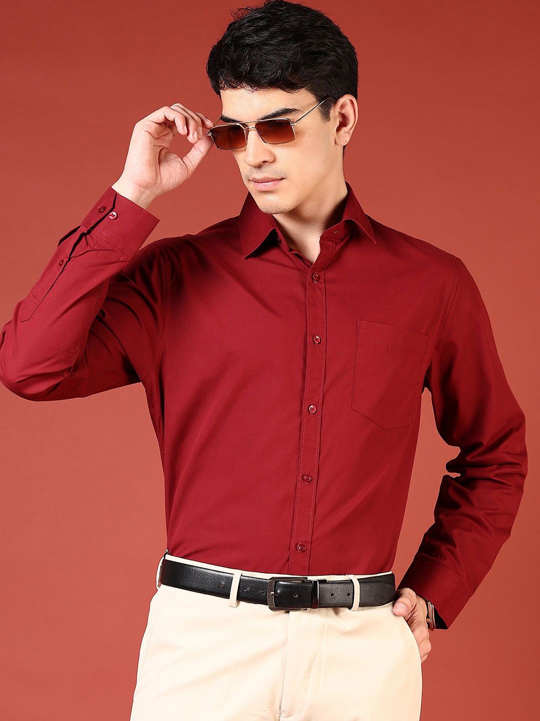 

J White by Vmart Men Opaque Formal Shirt, Maroon
