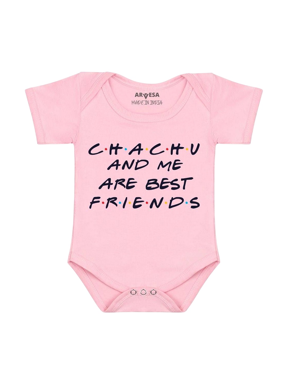 

Arvesa Chachu & Me Are Best Friend Printed Romper, Pink