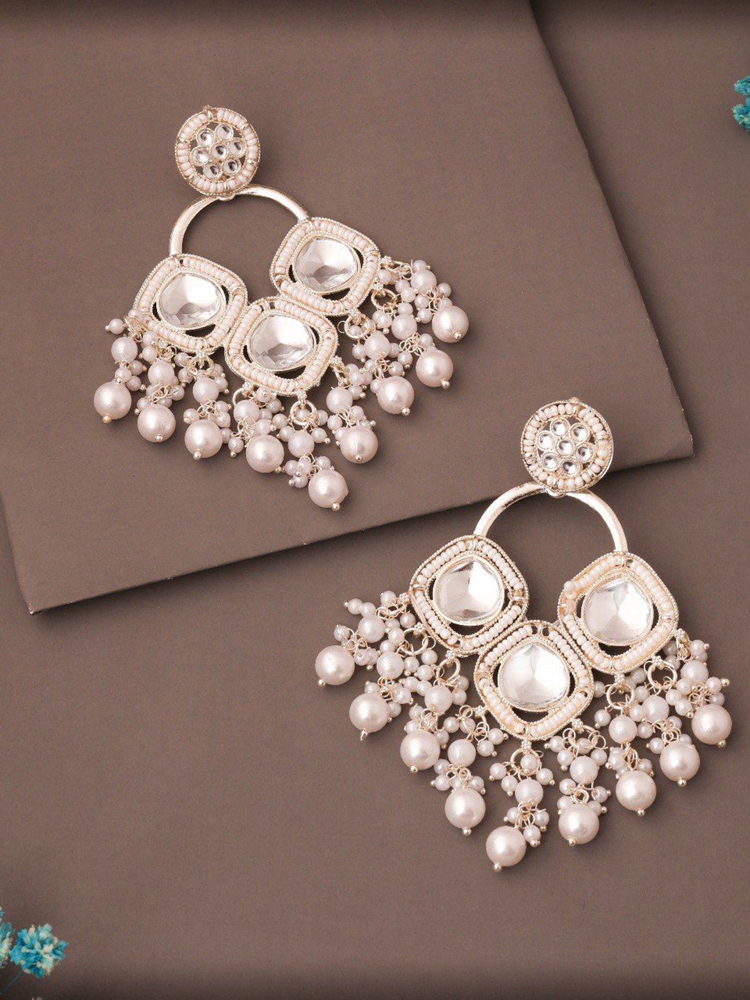 

Lyriss Silver-Plated Artificial Beads Contemporary Jhumkas