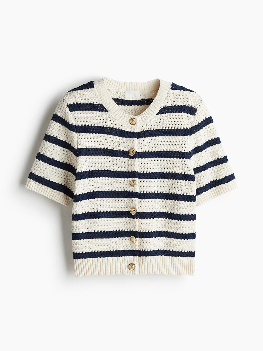 

H&M Textured-Knit Cardigan, White