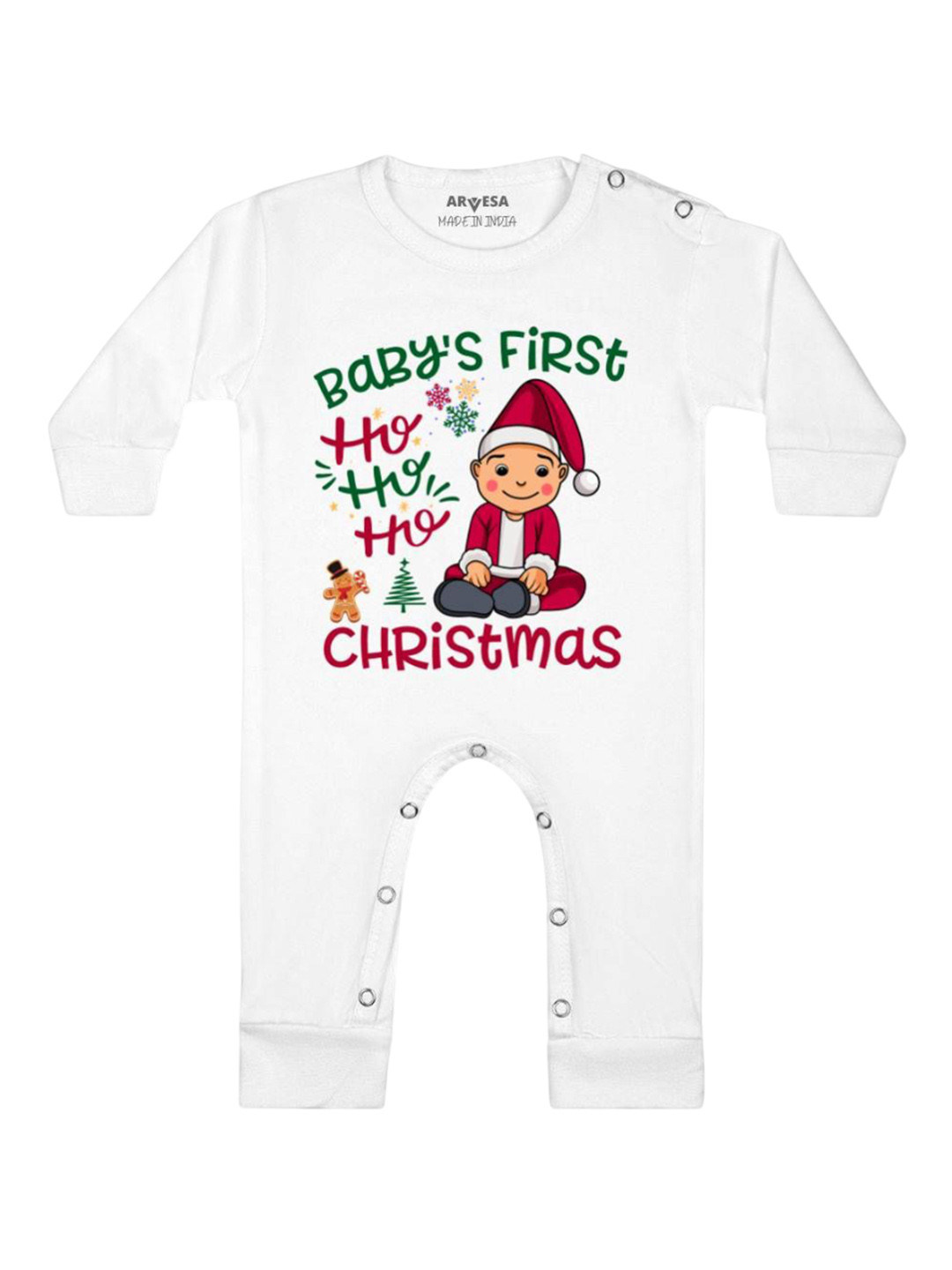 

Arvesa First Christmas Printed Baby Romper, White