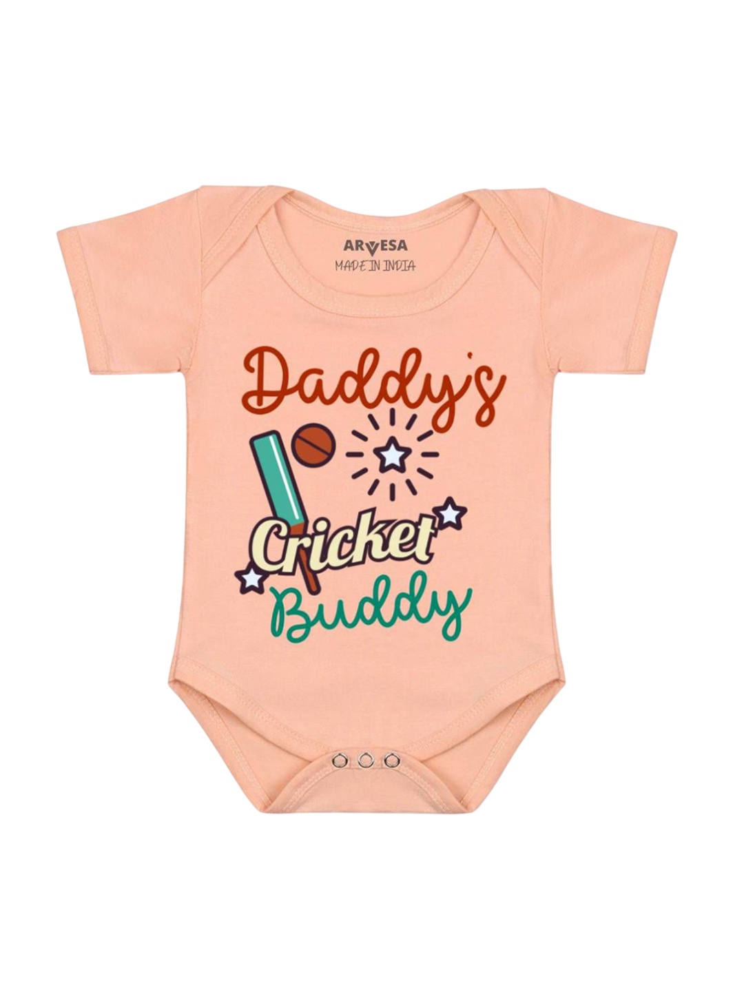 

Arvesa Kids Daddy Cricket Buddy Printed Romper, Peach