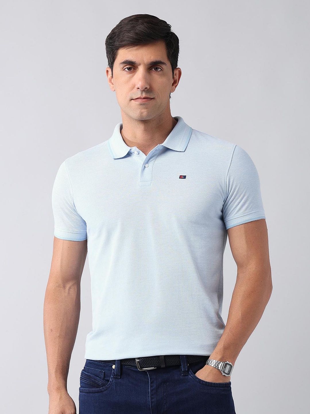 

AD By Arvind Men Polo Collar Slim Fit T-shirt, Blue