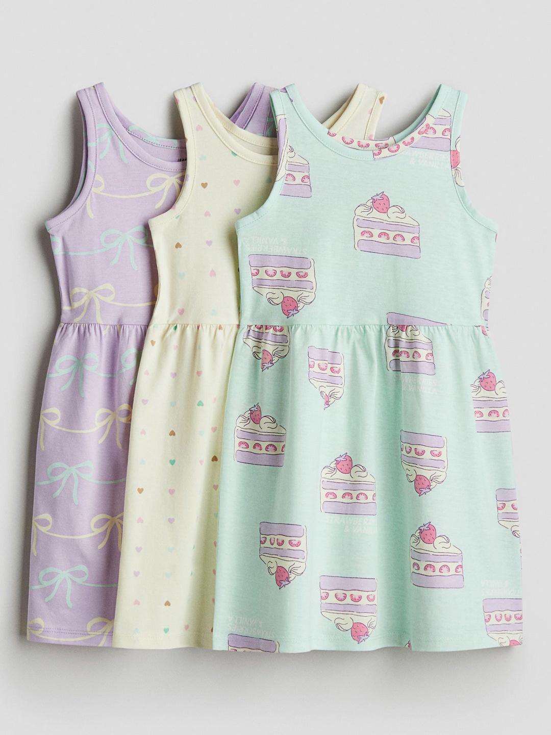 

H&M 3-Pack Printed Cotton Dresses, Purple