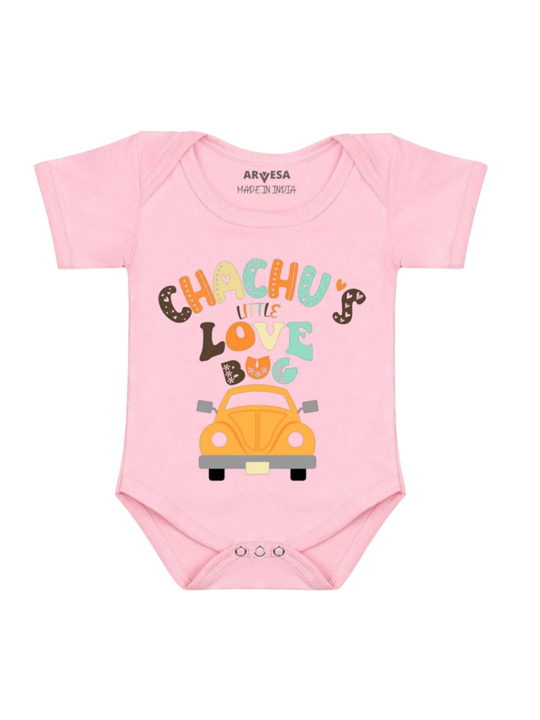 

Arvesa Chachu Little Love Bug Printed Romper, Pink
