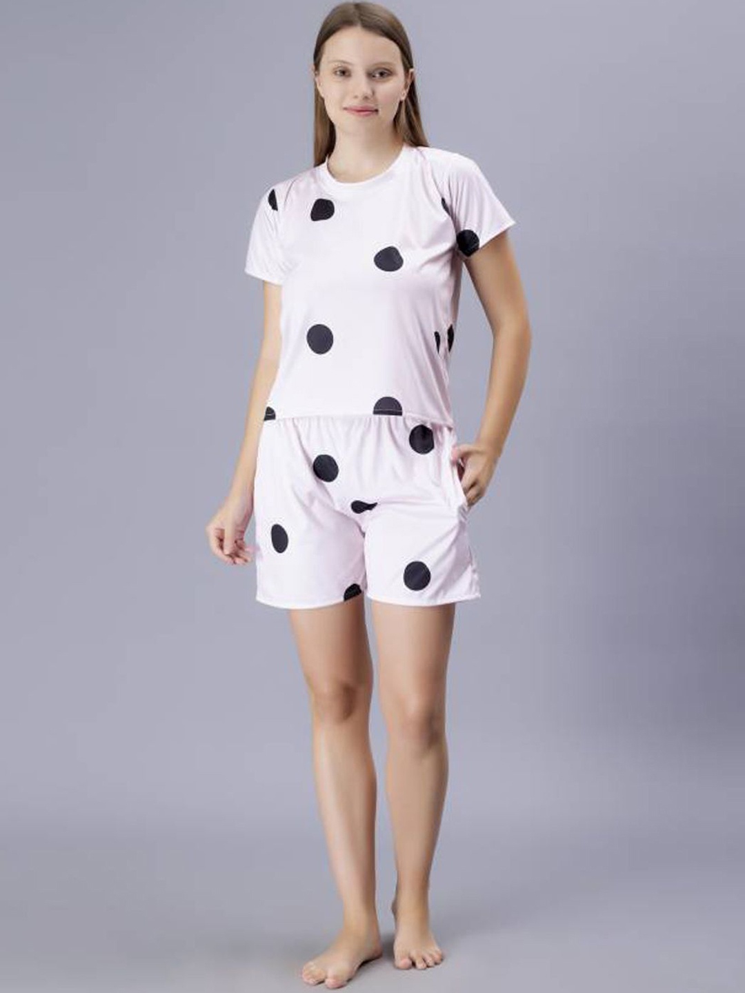 

Dreambe Women Printed Night suit, White