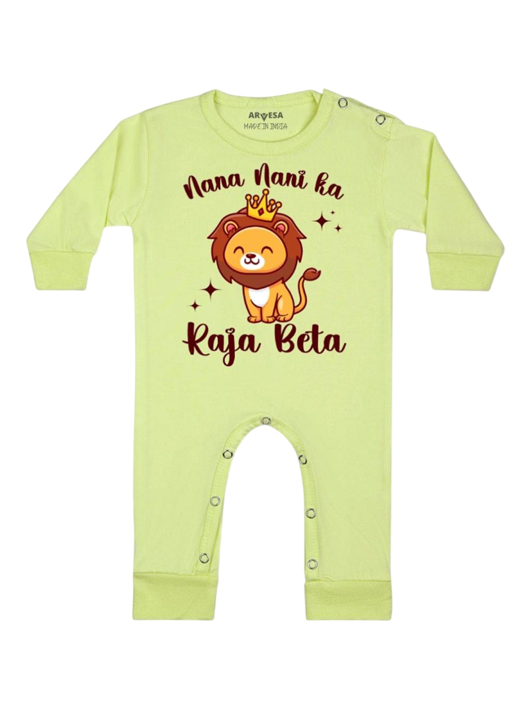 

Arvesa Kids Nana Nani Raja Beta Printed Baby Romper, Lime green