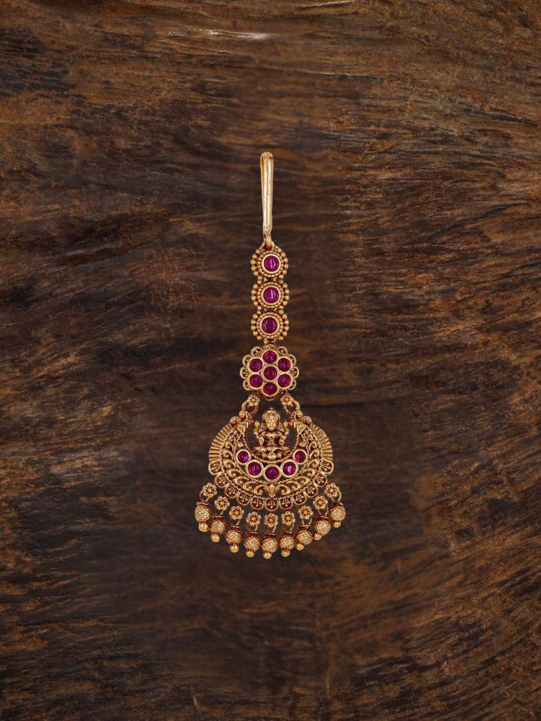 

South Temple Jewellery Gold-Plated Artificial Stones and Beads Studded Maang Tikka Head Jewellery
