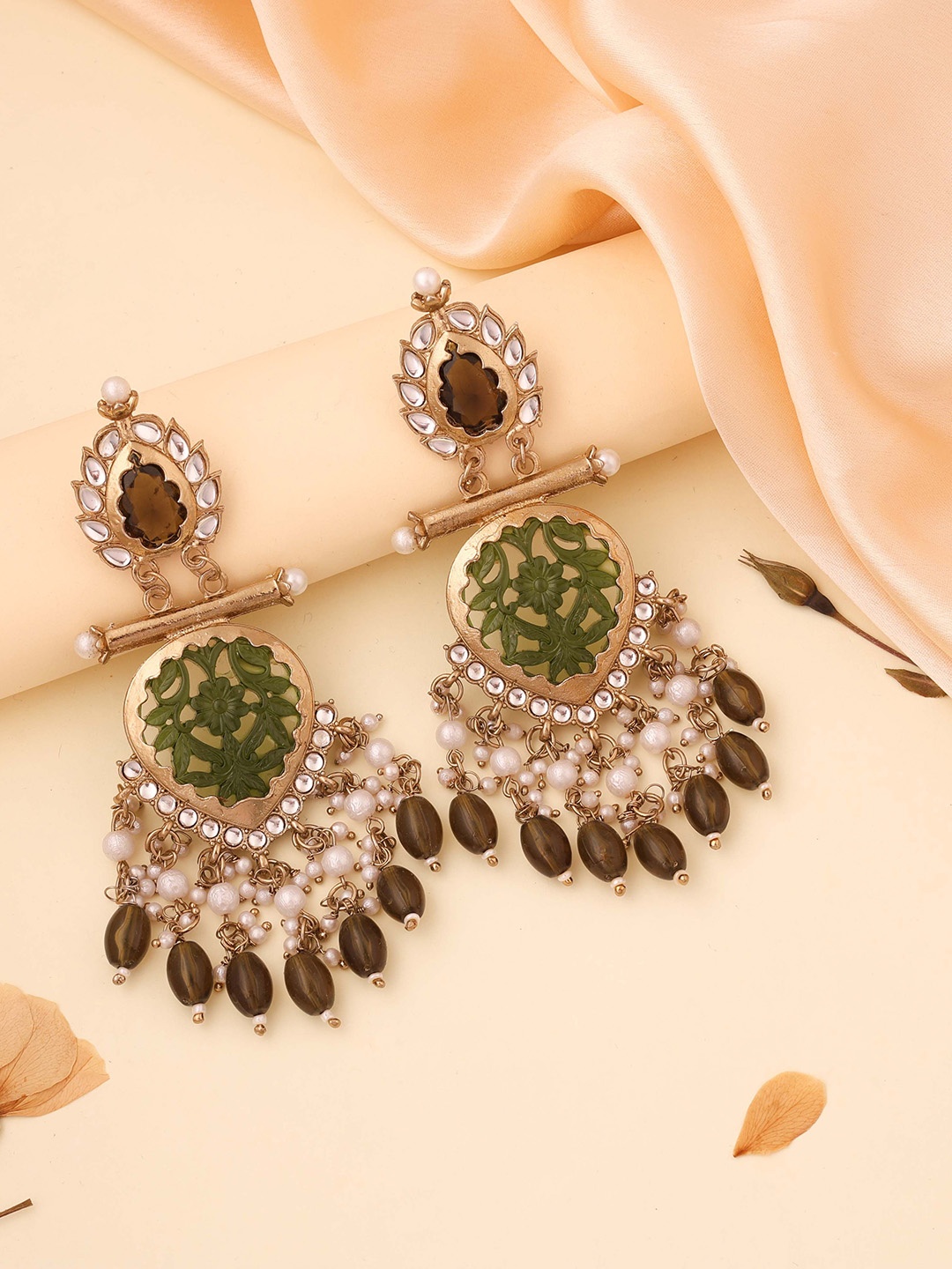 

Lyriss Gold Plated Artificial Beads Contemporary Drop Earrings