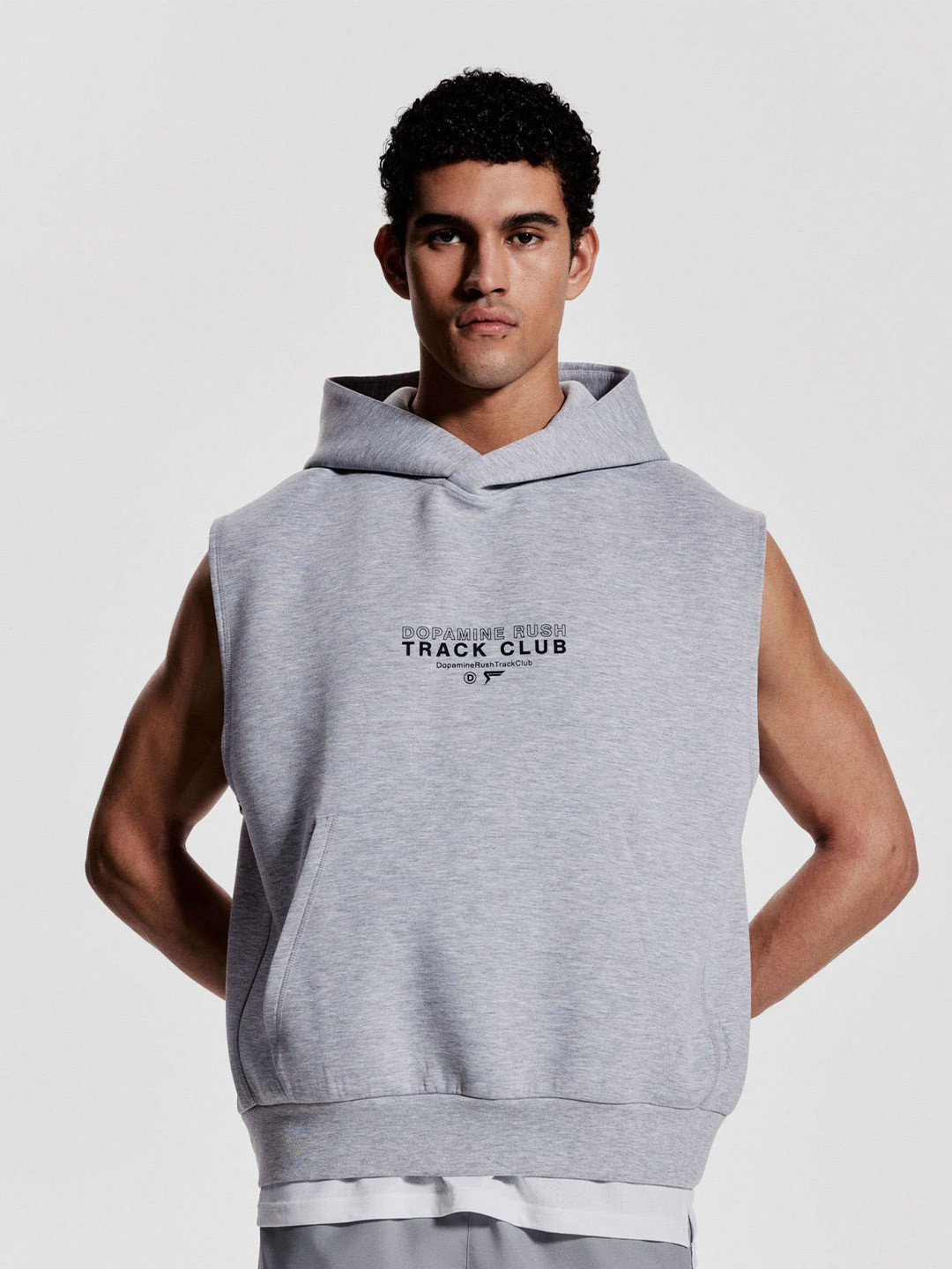 

H&M Loose Fit Sleeveless Sports Hoodie With DryMove, Grey