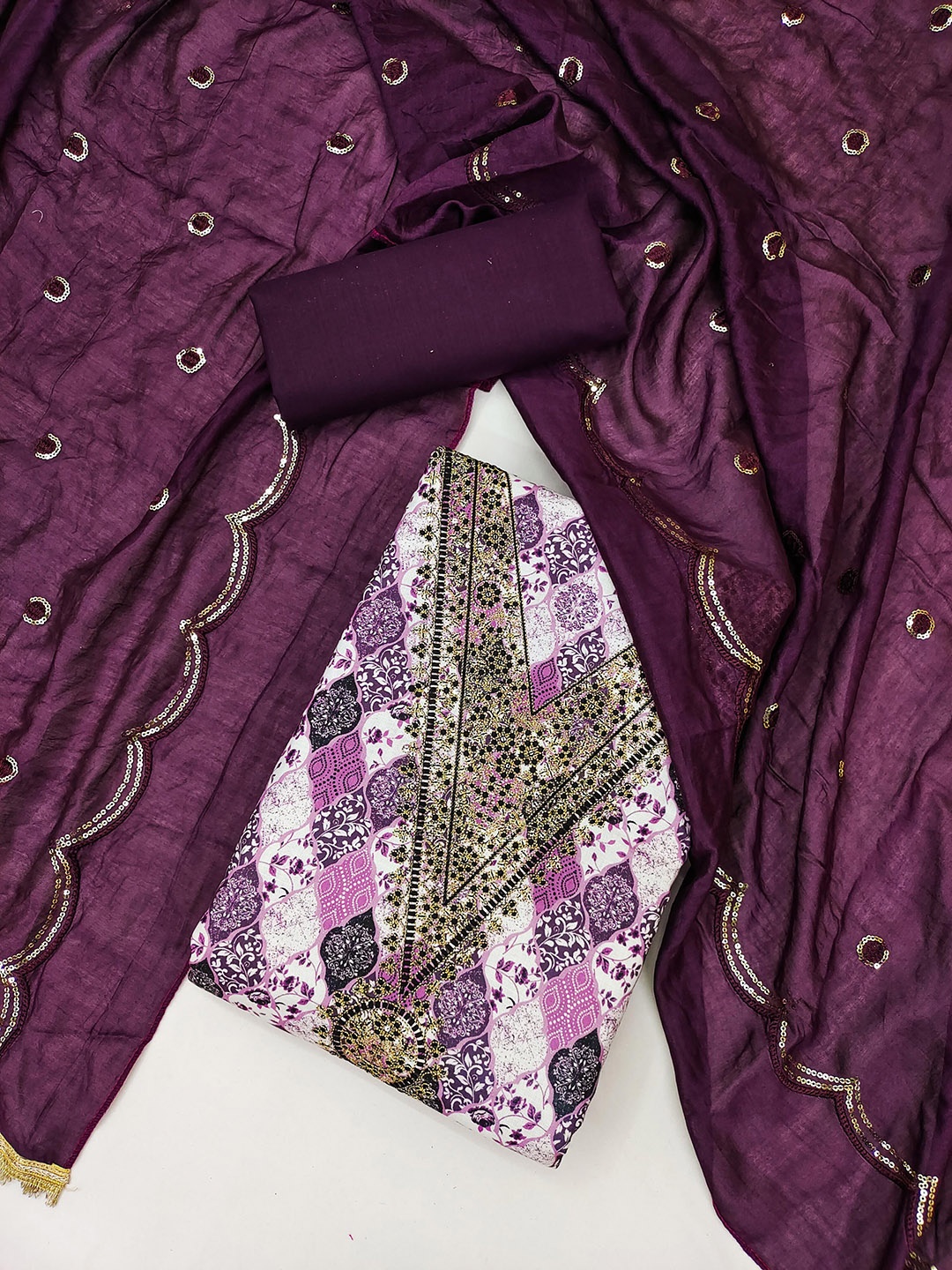 

SAINOOR Embroidered Unstitched Dress Material, Purple