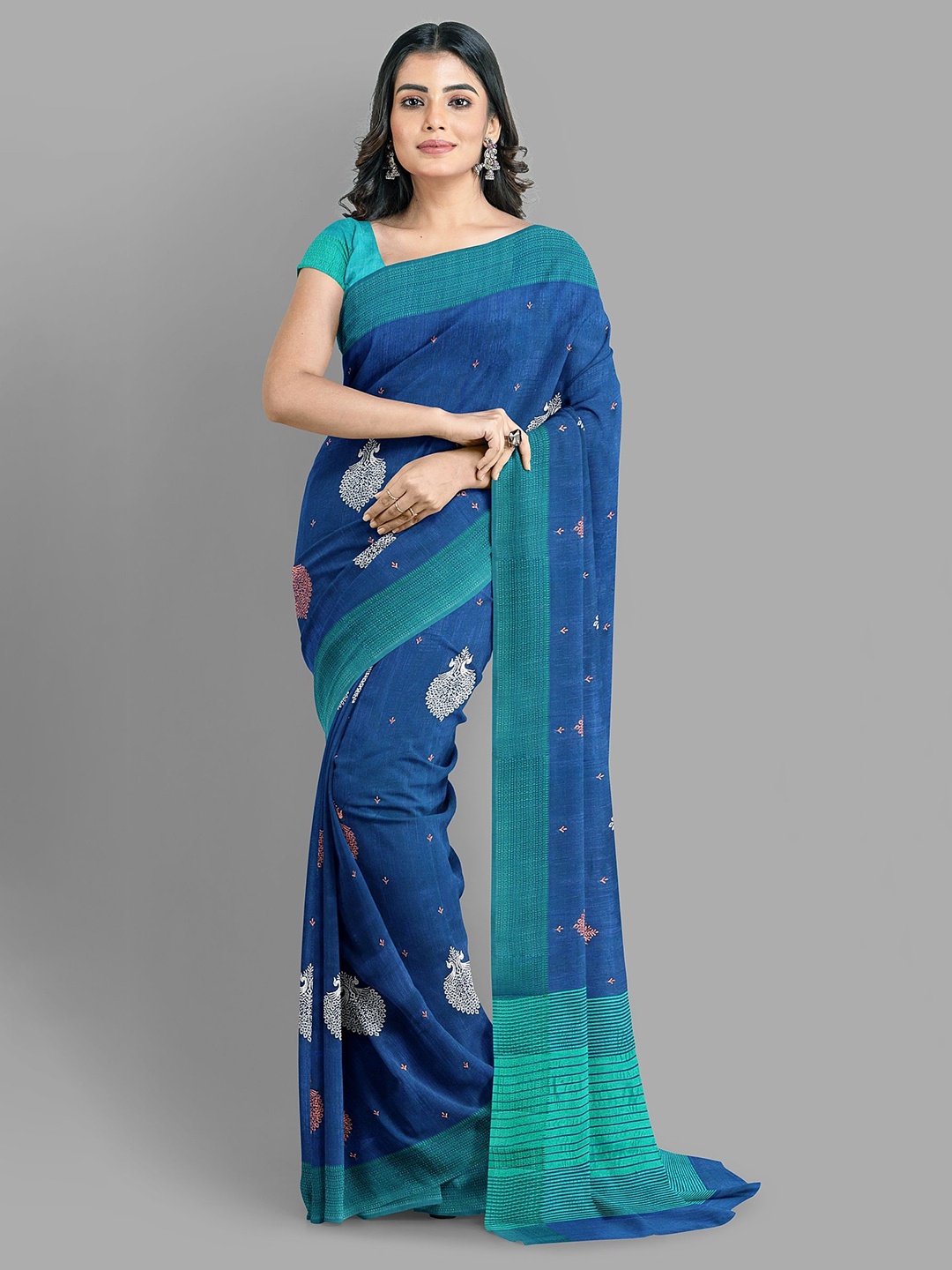 

The Chennai Silks Woven Design Zari Jute Cotton Banarasi Saree, Blue