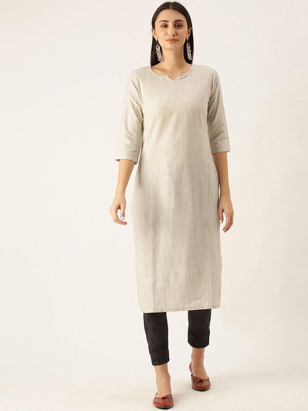 

Fourleaf Women Mirror Work Kurta, Off white
