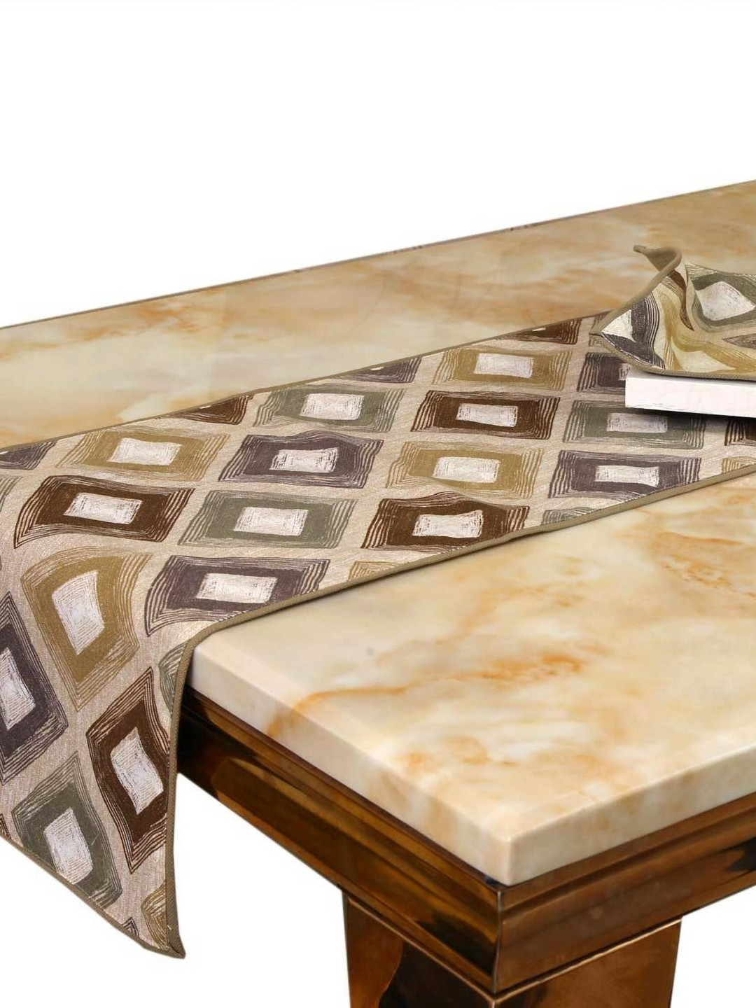 

BILBERRY Furnishing by preeti grover Brown Printed 72" X 14'' Pure Cotton Table Runner