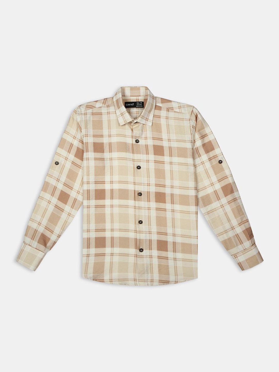 

CAVIO Boys Comfort Opaque Printed Casual Shirt, Khaki