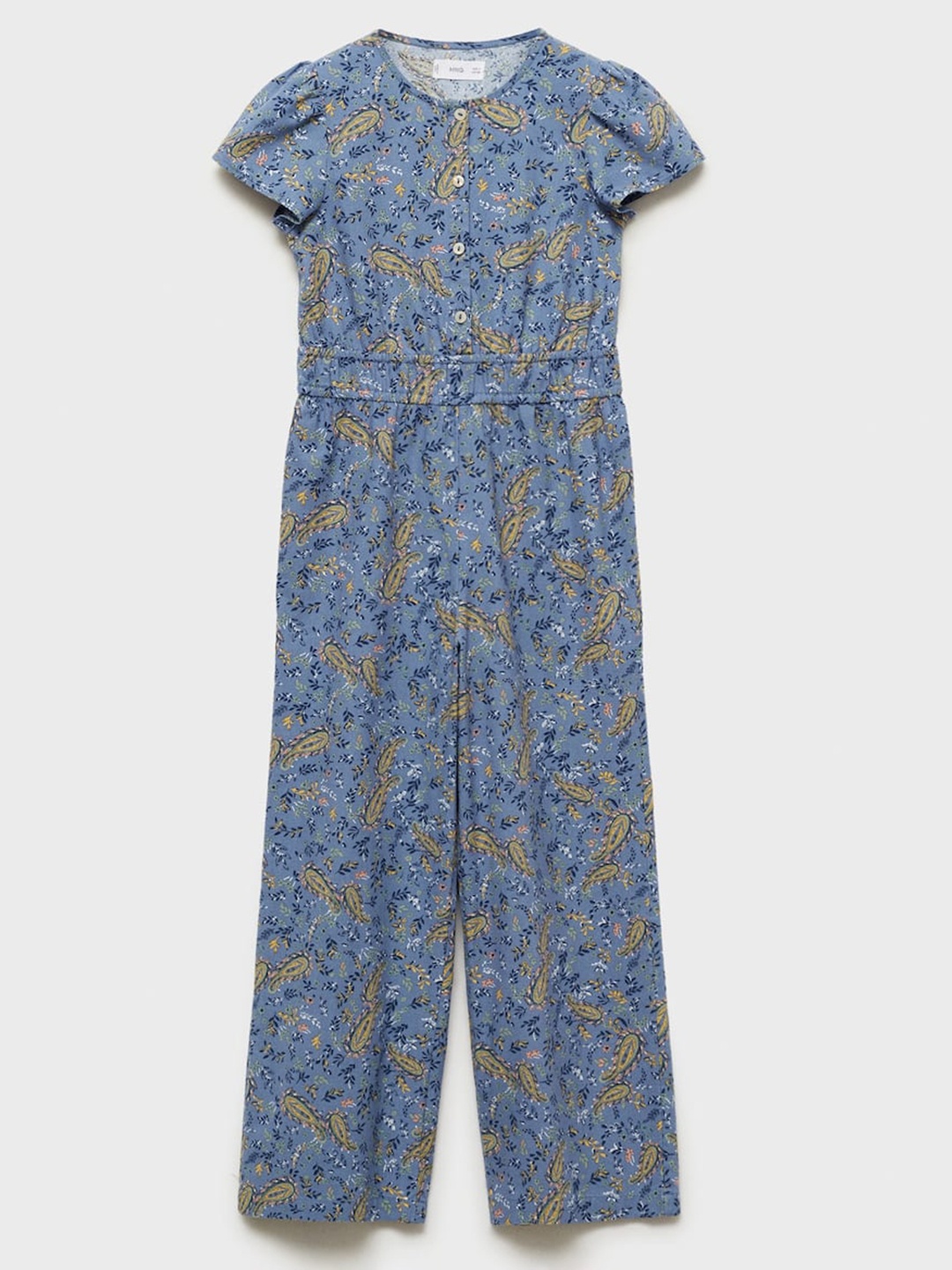 

Mango Kids Girls Floral Printed Pure Cotton Jumpsuit, Blue