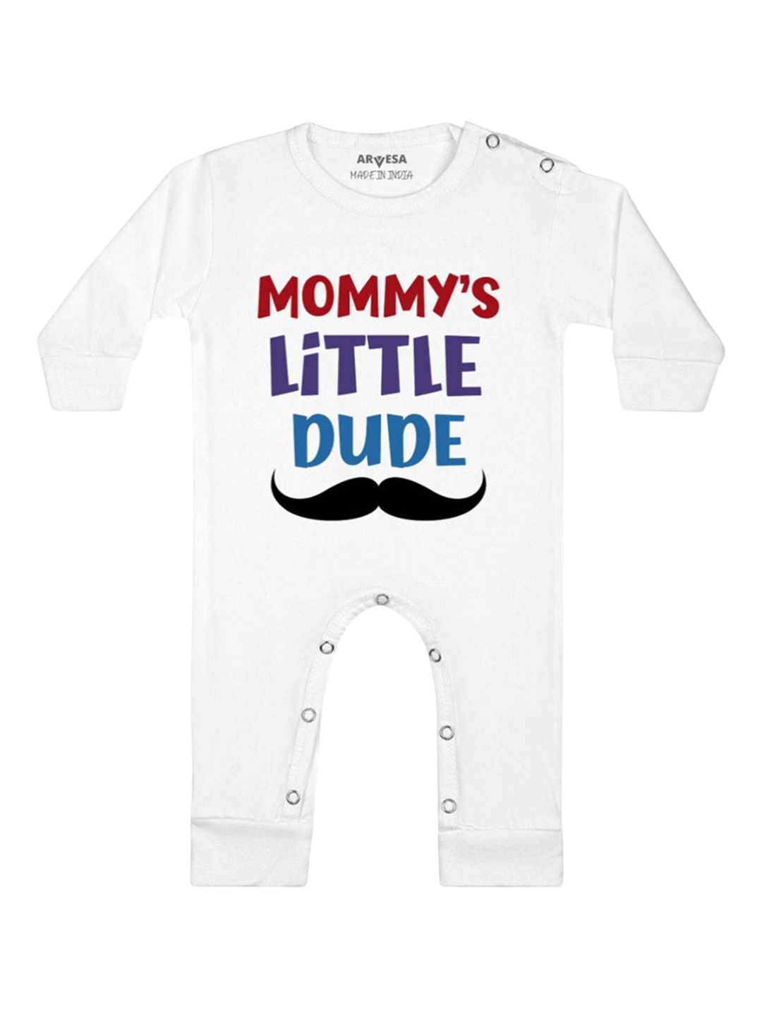 

Arvesa Kids Mommy Little Dude Printed Baby Romper, White