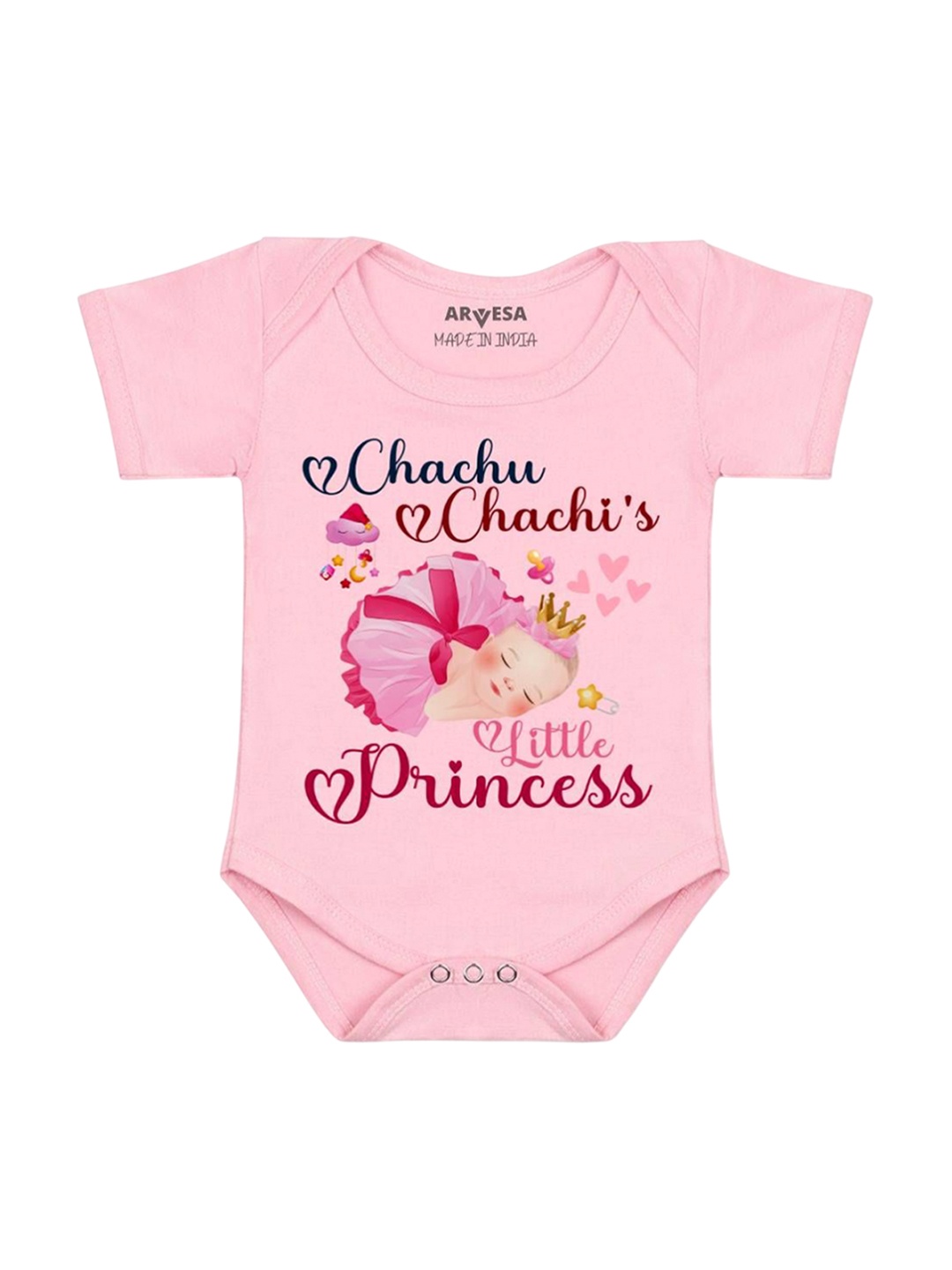 

Arvesa Kids Chachu Chachi'S Little Princess Printed Cotton Romper, Pink