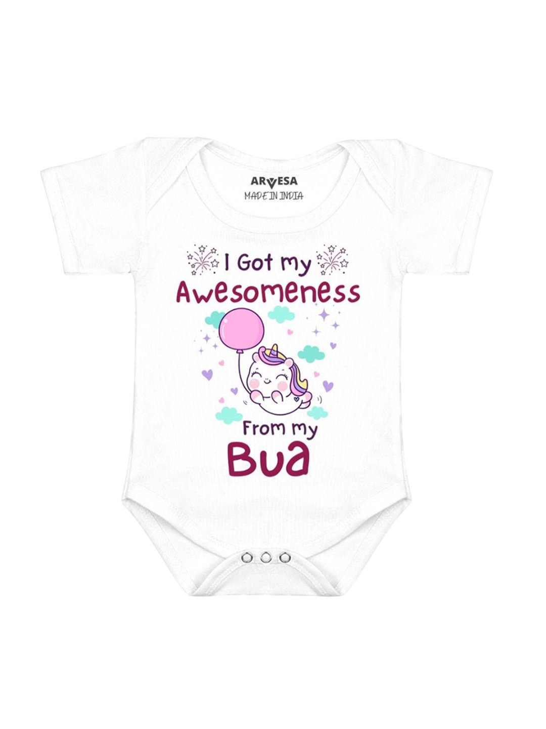 

Arvesa Kids I Got Awesomeness From Bua Printed Romper, White