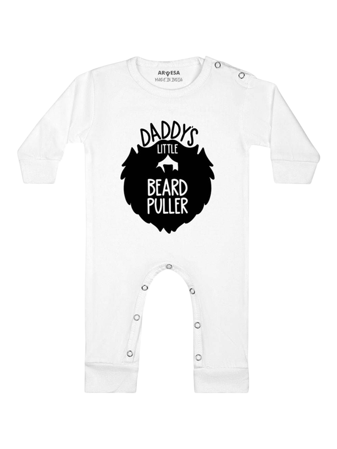 

Arvesa Kids Daddy Little Beard Puller Printed Baby Romper, White