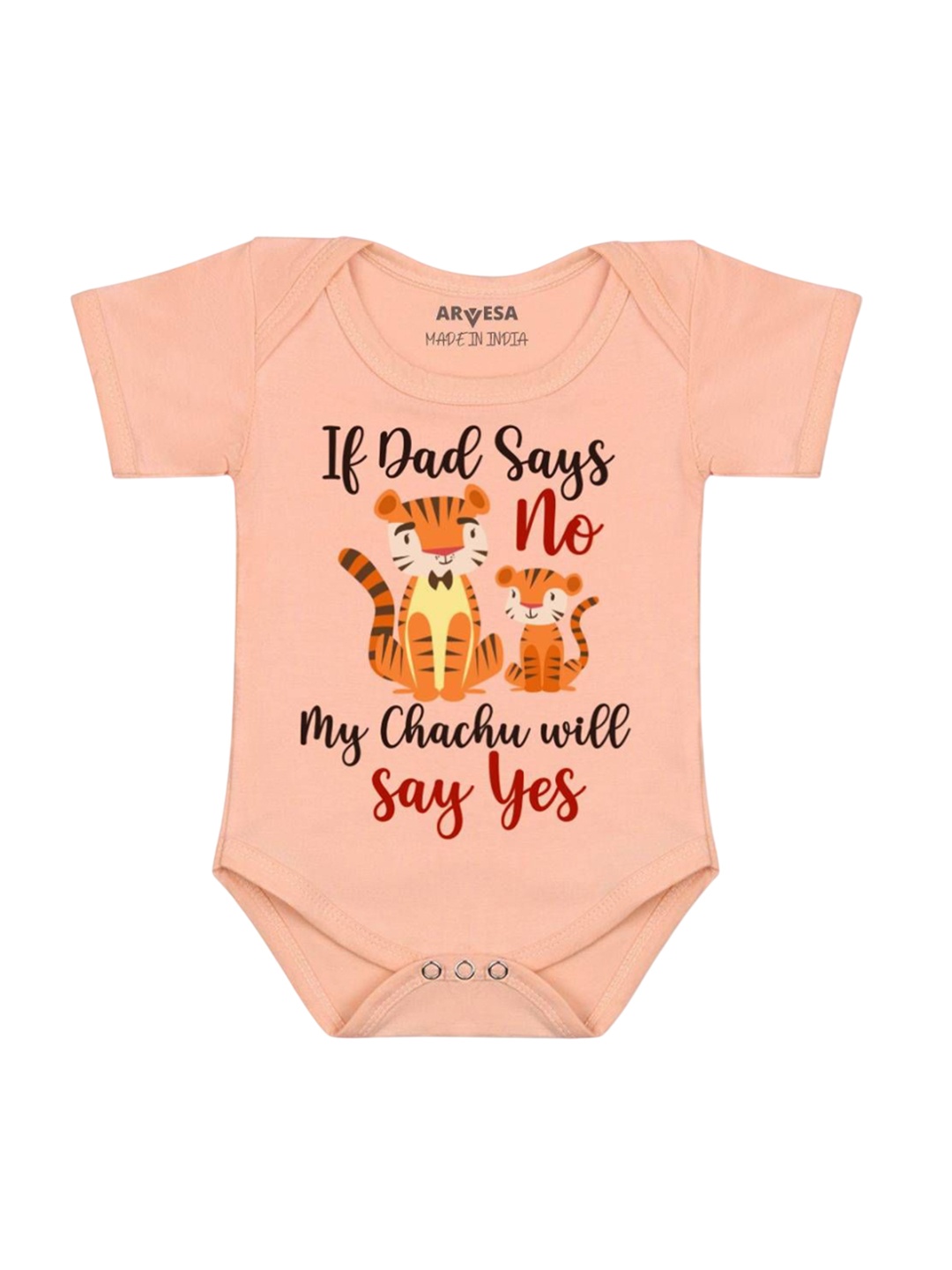 

Arvesa If Dad Say No My Chachu Printed Romper, Peach