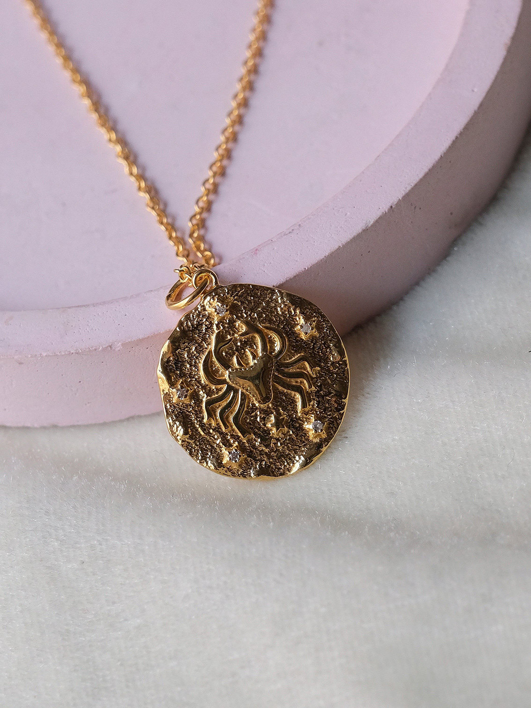

Anushka Jain Jewellery 925 Sterling Silver Cancer Zodiac Pendants With Chains, Gold