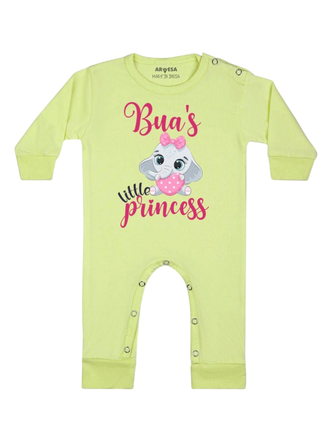 

Arvesa Kids Bua Little Princess Printed Baby Romper, Yellow