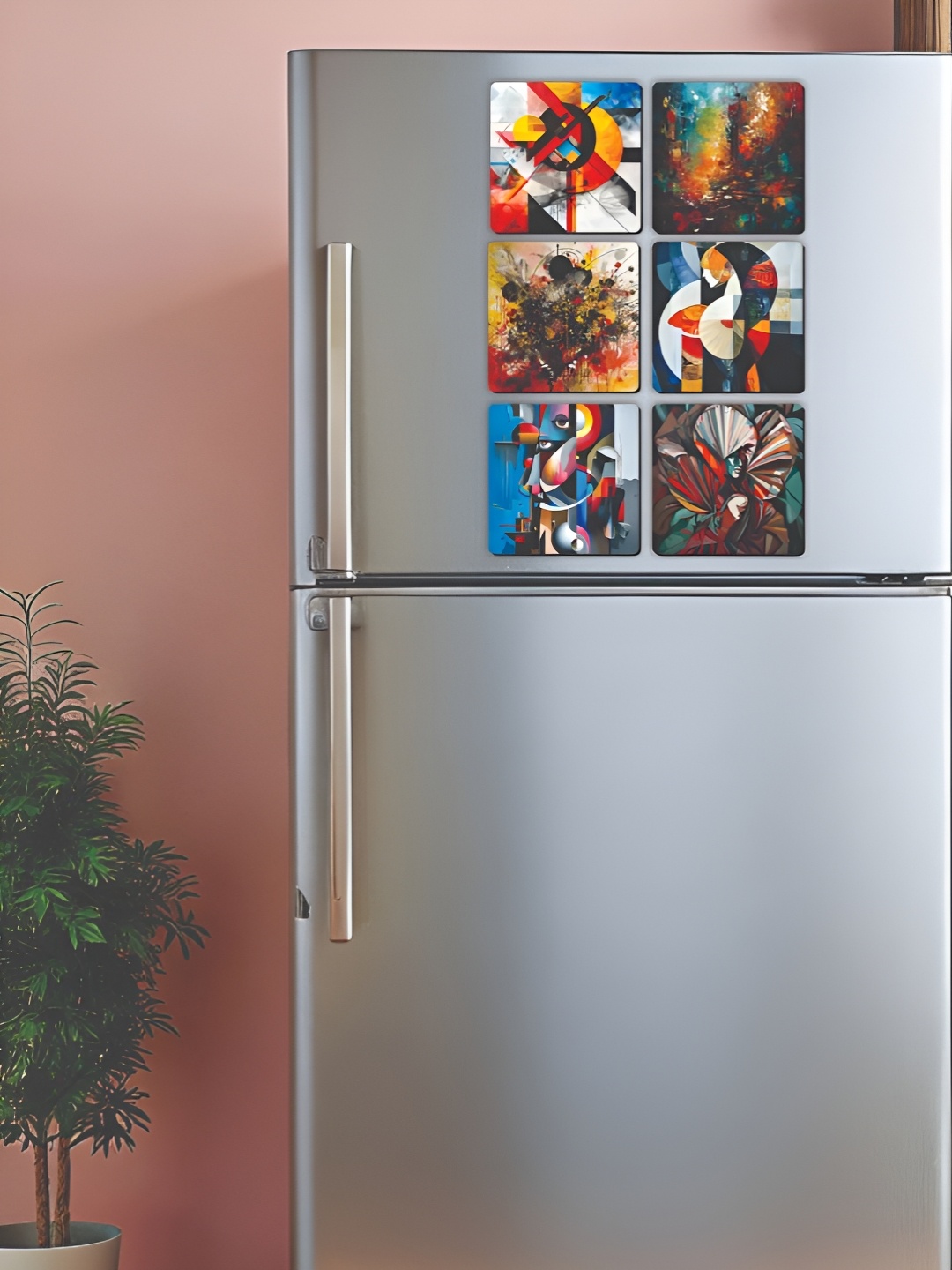 

CVANU Wooden Magnetic Cutout 6-Pcs Grey & Red Printed Wooden Magnetic Sticker, Blue