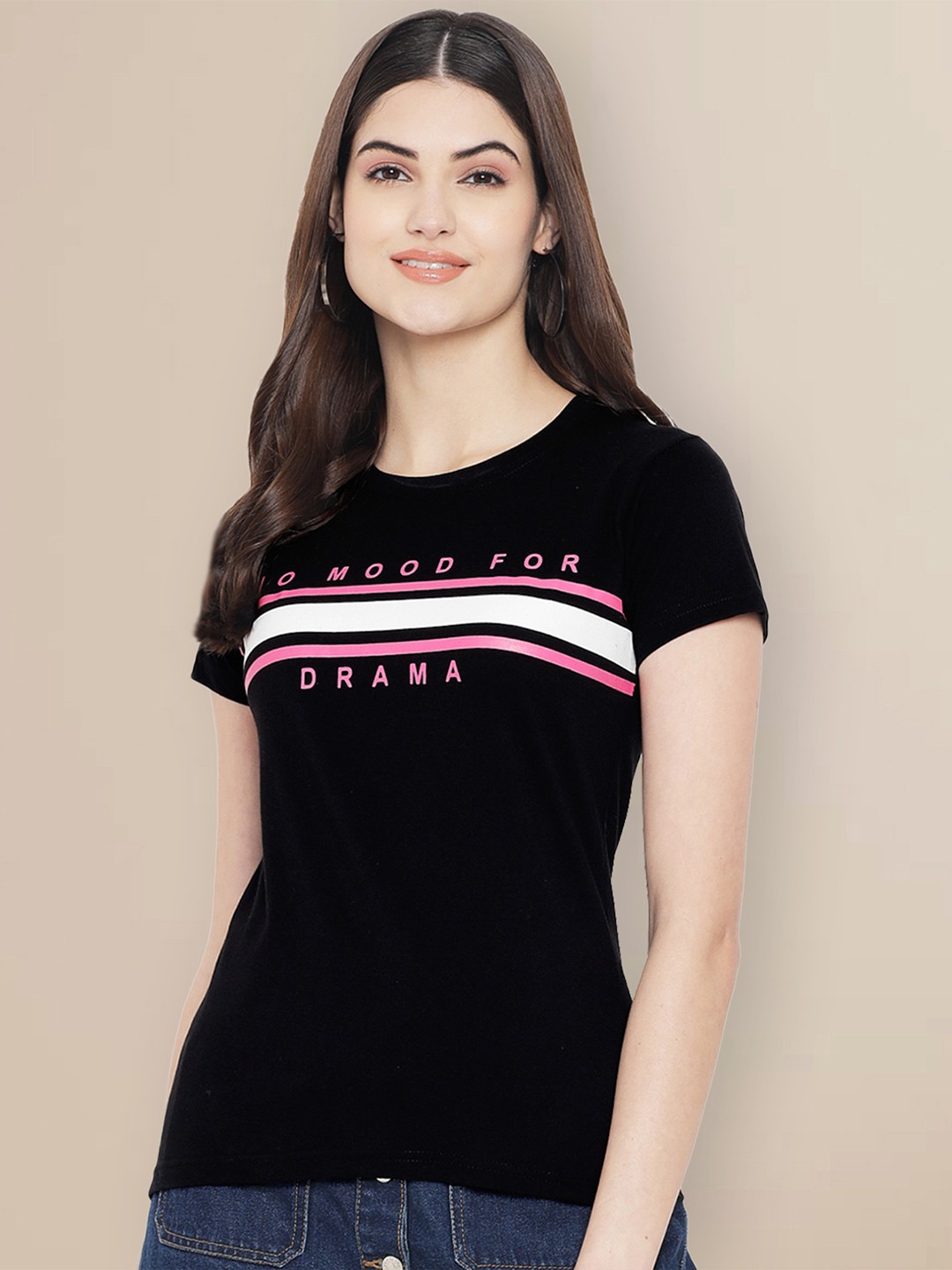 

Metronaut Women Typography Printed T-shirt, Black