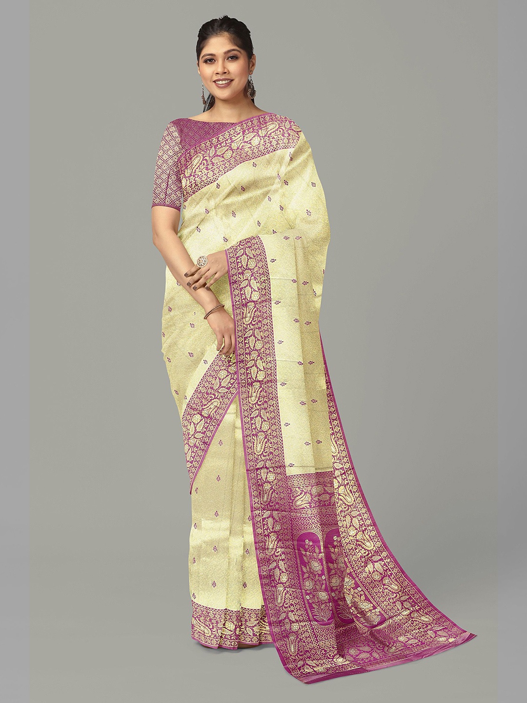 

The Chennai Silks Ethnic Motifs Art Silk Ilkal Saree, Gold