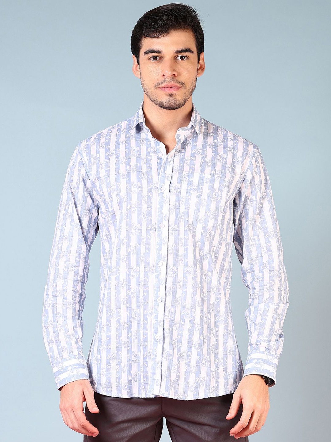 

V-Mart Men Opaque Printed Party Shirt, Blue