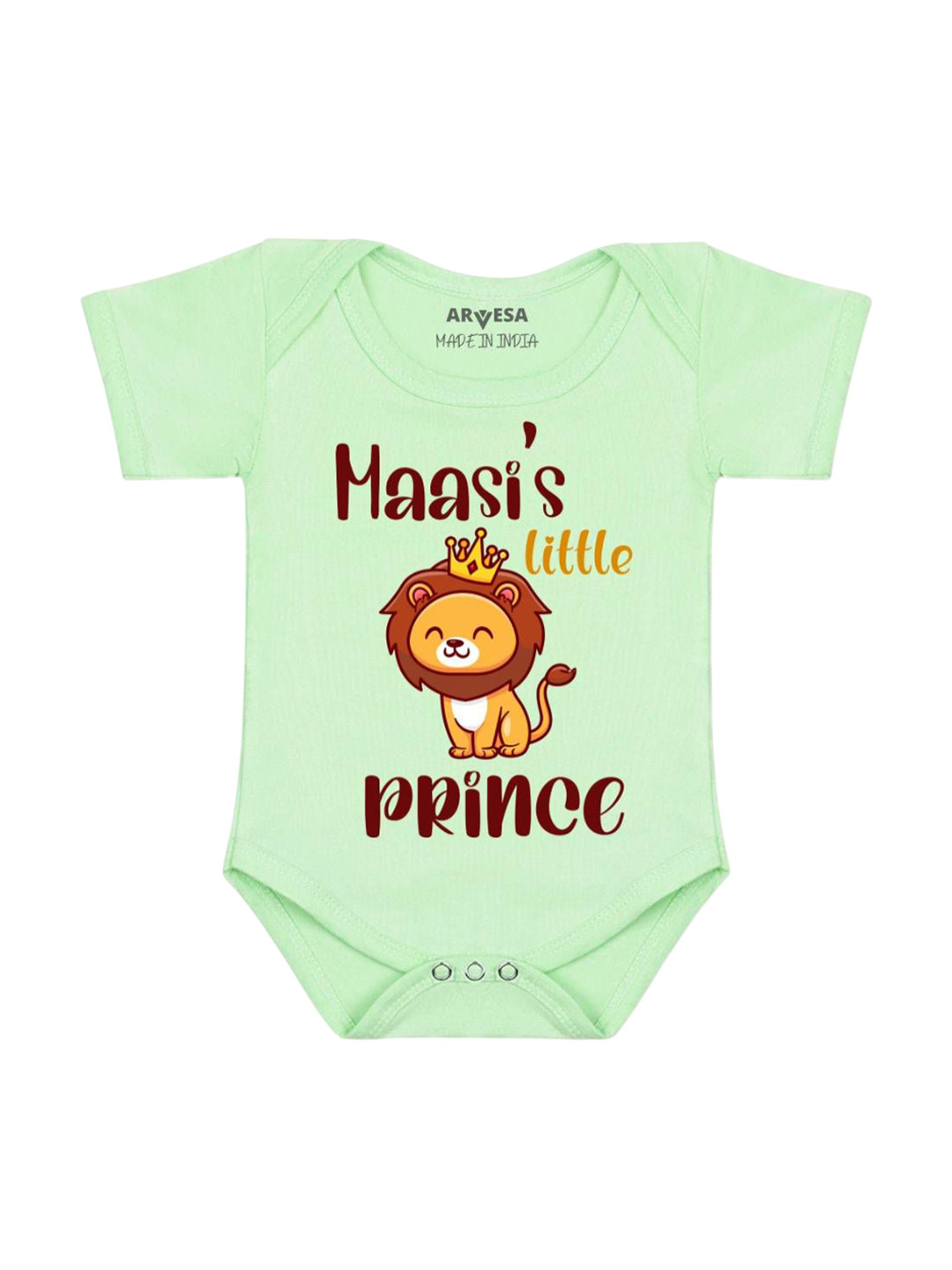 

Arvesa Kids Maasi Little Prince Printed Envelope Neck Short Neck Romper, Green