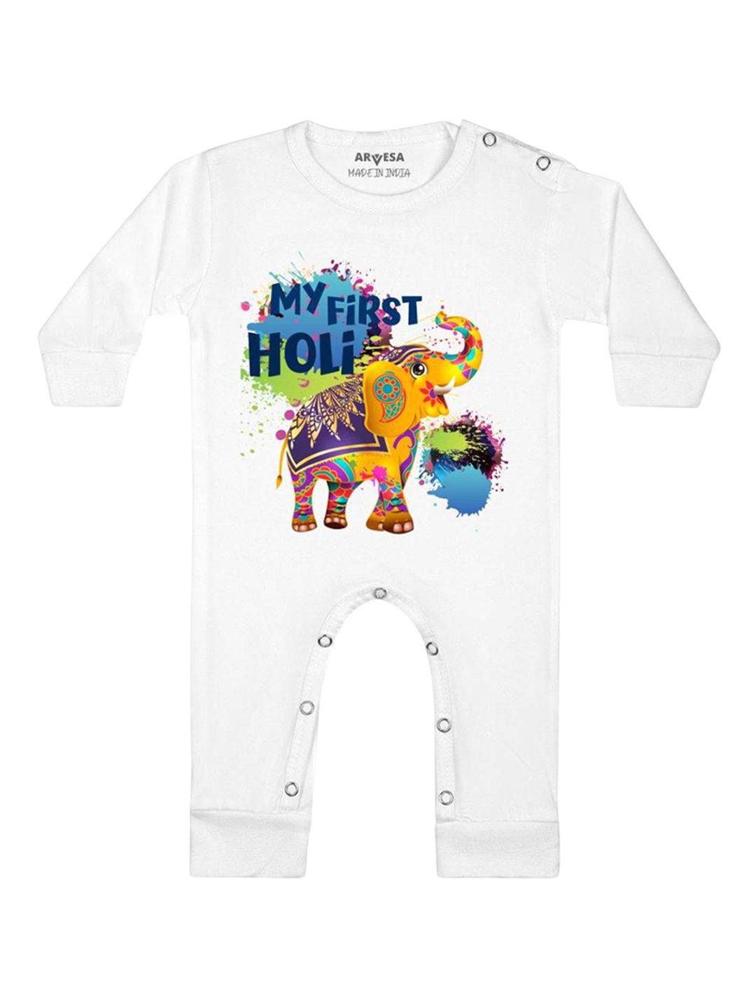 

Arvesa Kids My First Holi Printed Bodysuit, White