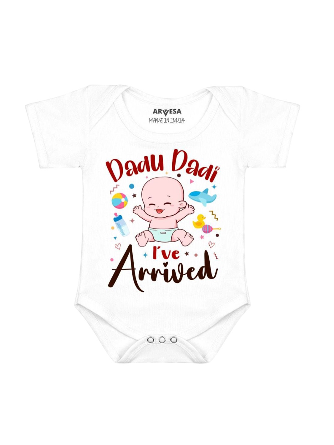 

Arvesa Infants Kids Printed Short Sleeves Romper, White