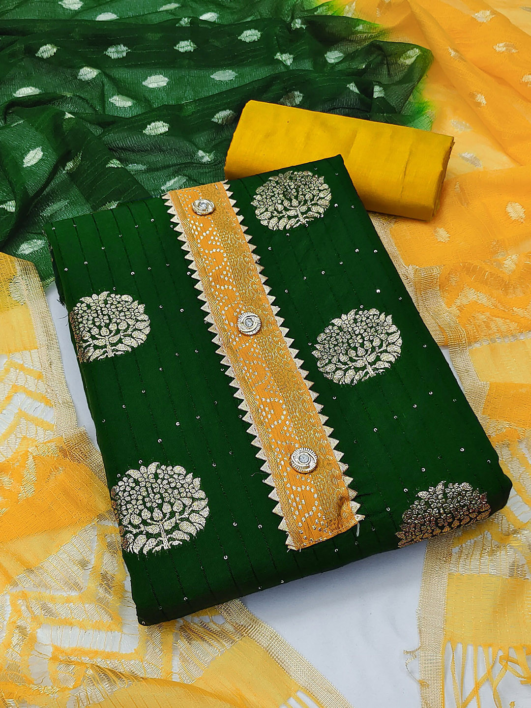 

SAINOOR Unstitched Dress Material, Green