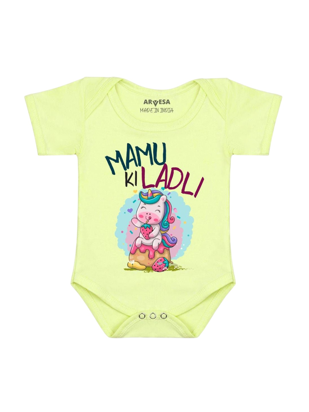 

Arvesa Mamu Ki Ladli Printed Romper, Yellow