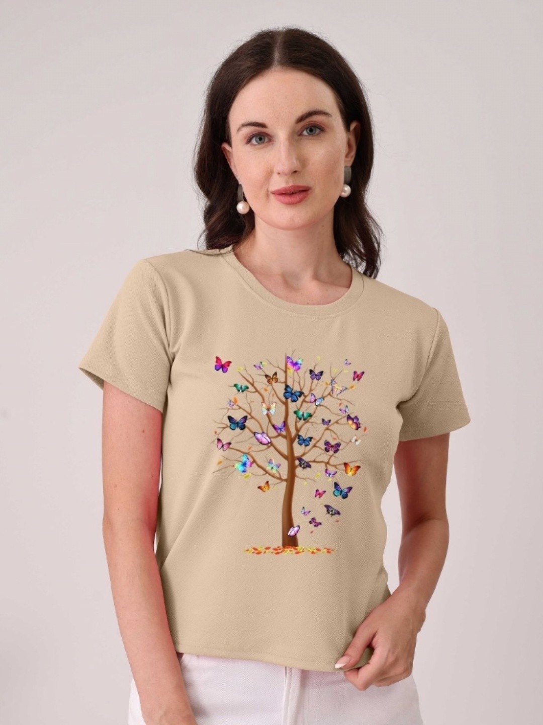 

Moda Rapido Women Printed T-shirt, Cream