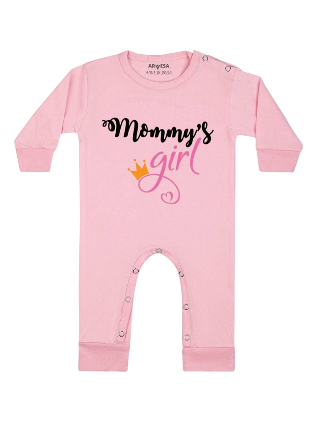 

Arvesa Kids Mommy Girl Printed Baby Romper, Pink