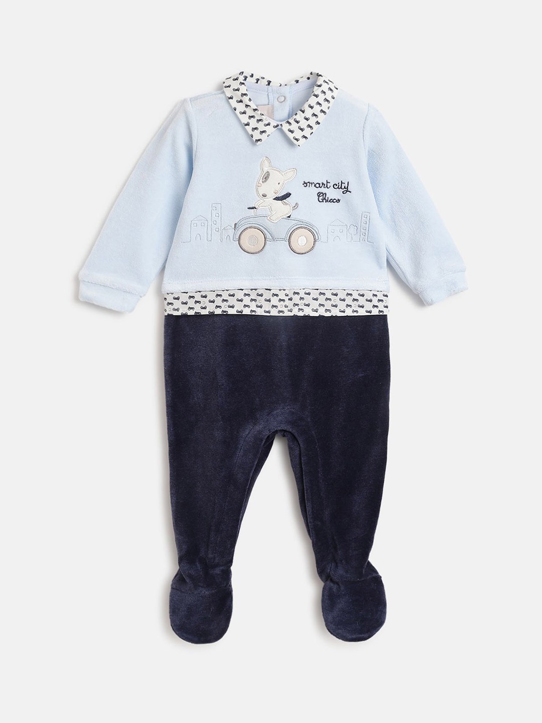 

Chicco Boys Embroidered Cotton Rompers, Navy blue