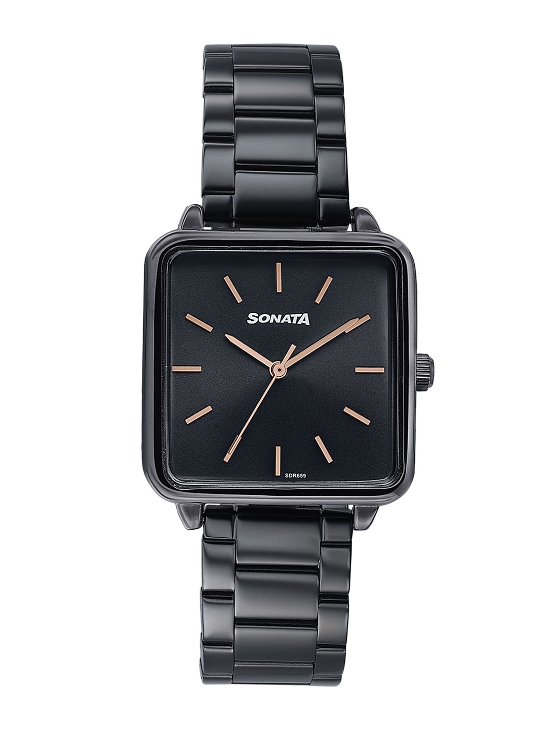 

Sonata Women Square Dial & Stainless Steel Straps Analogue Watch 87084NM01, Black