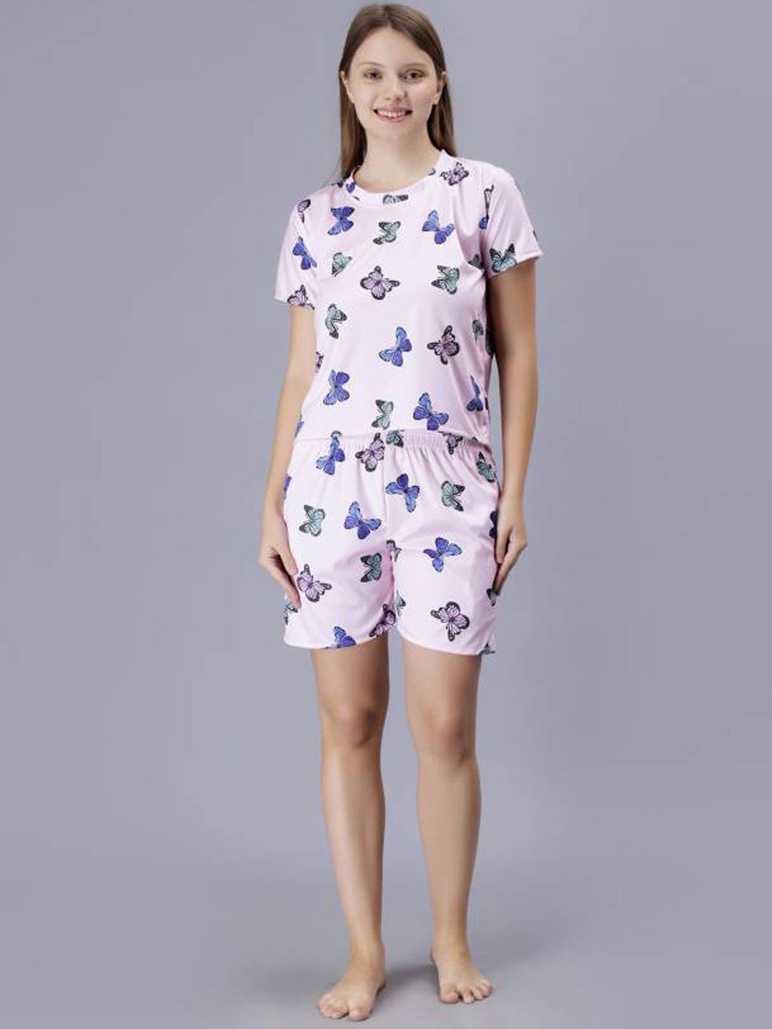 

Dreambe Women Printed Night suit, Pink