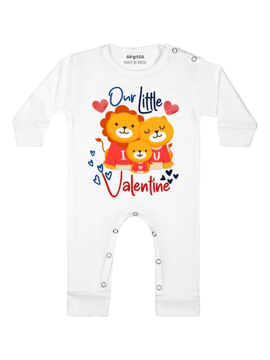 

Arvesa Our Little Valentine Printed Baby Romper, White
