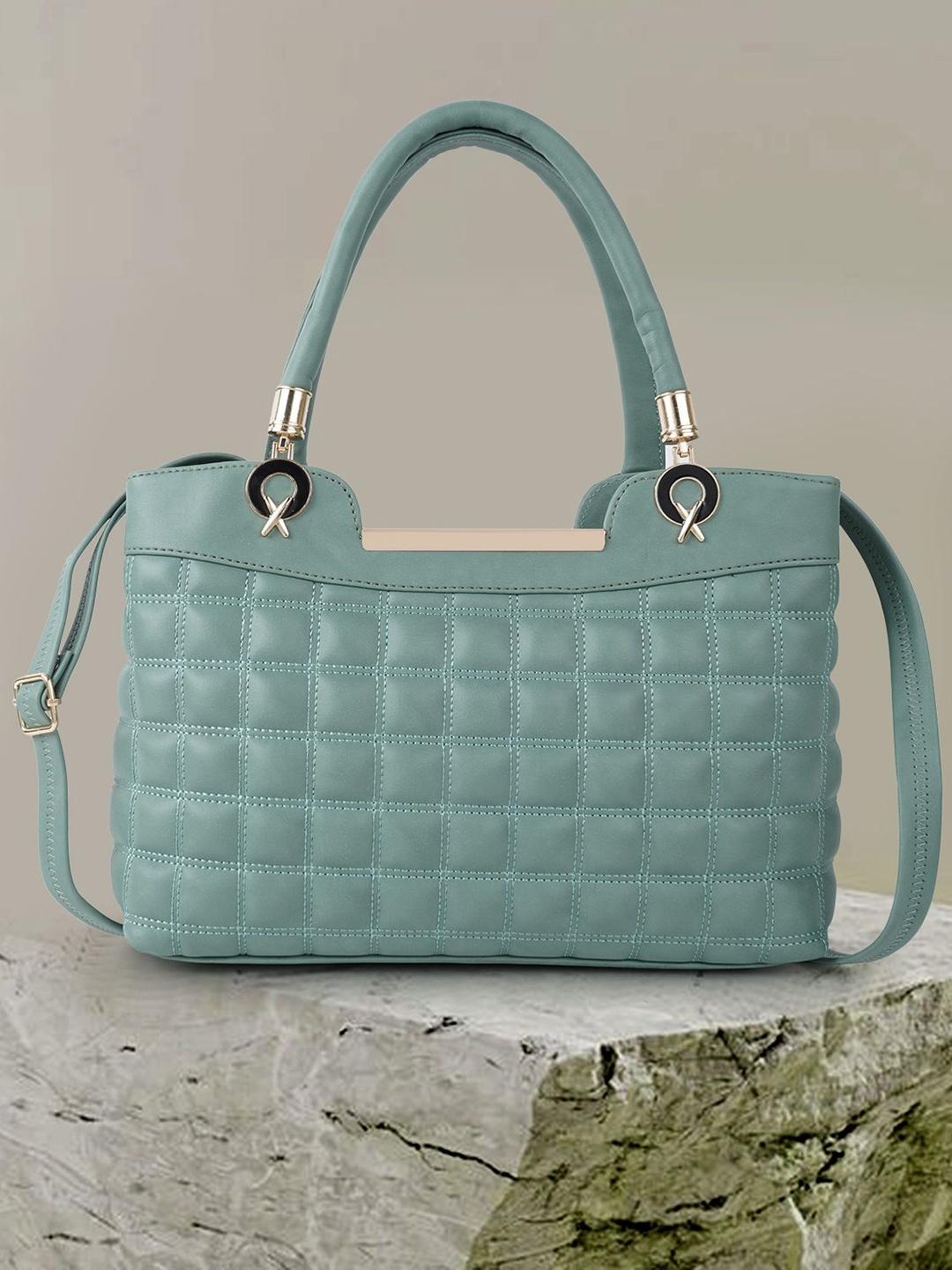 

SPOTIC Oversized Shopper Satchel with Quilted, Sea green