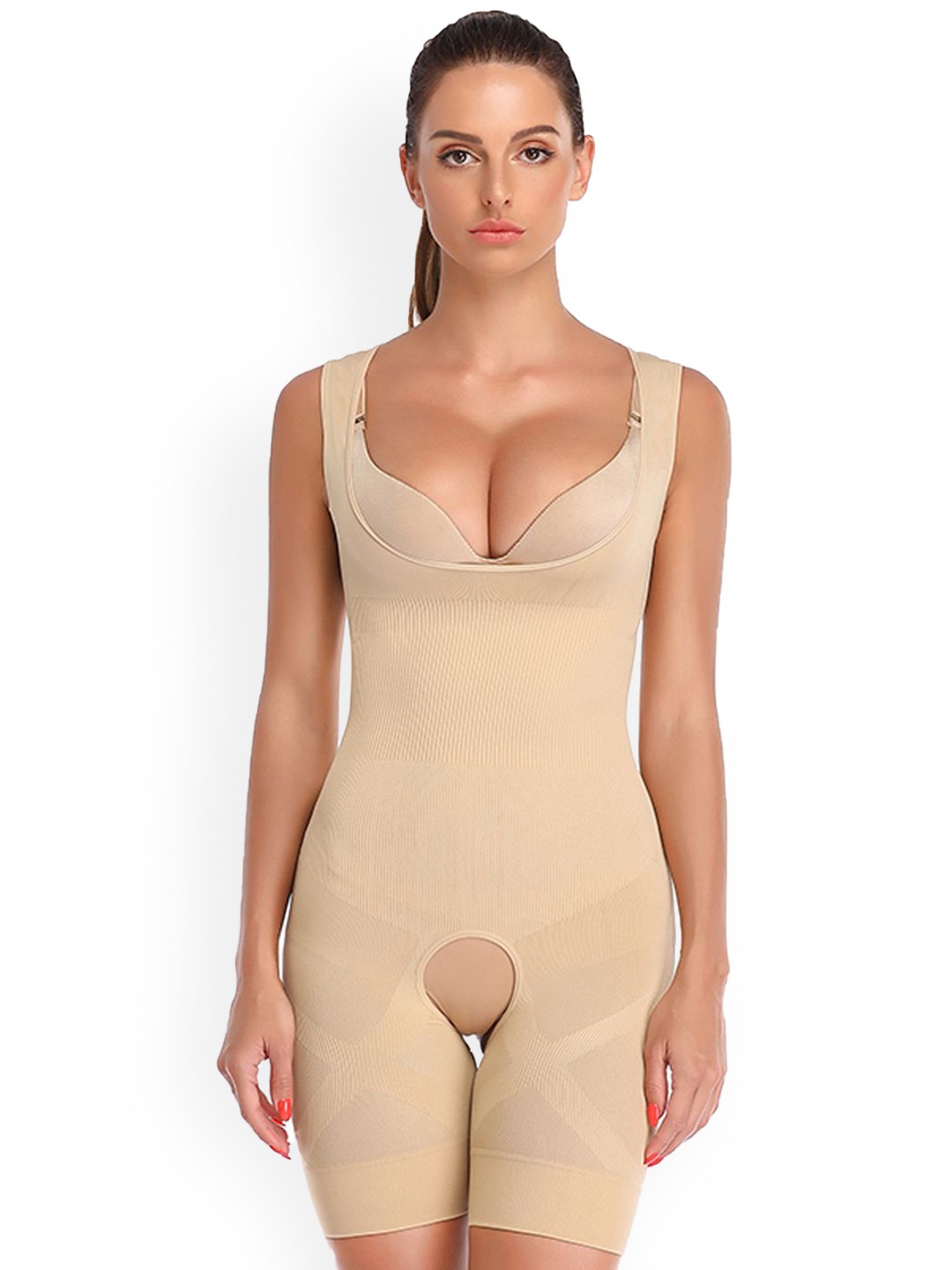 

Flamezia High-Waist Tummy Control Seamless Lightweight Body Shaper, Nude
