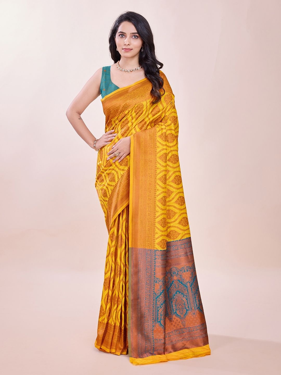 

Suha Woven Design Zari Art Silk Saree, Yellow