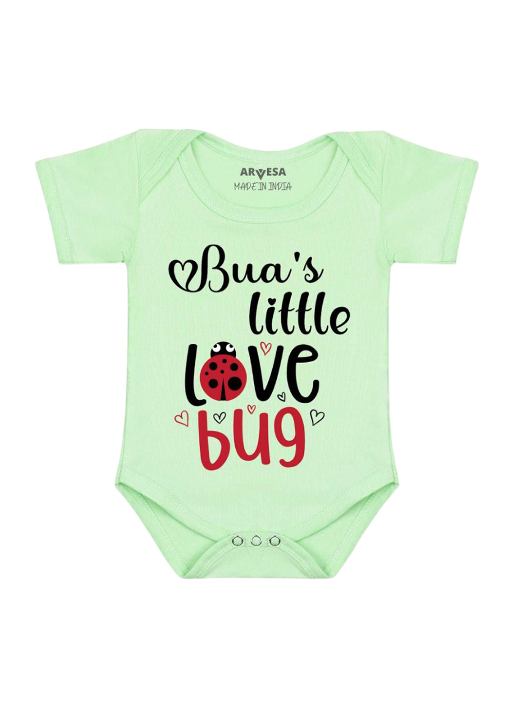 

Arvesa Kids Bua Little Love Bug Printed Romper, Green