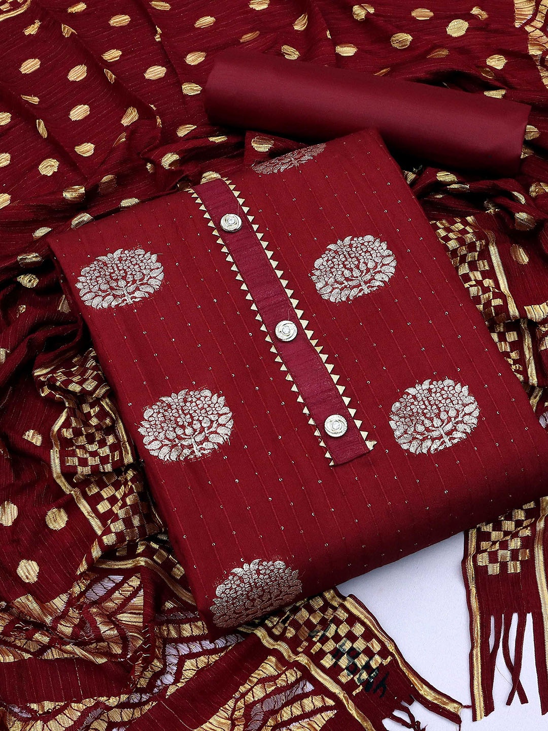 

SAINOOR Unstitched Dress Material, Maroon