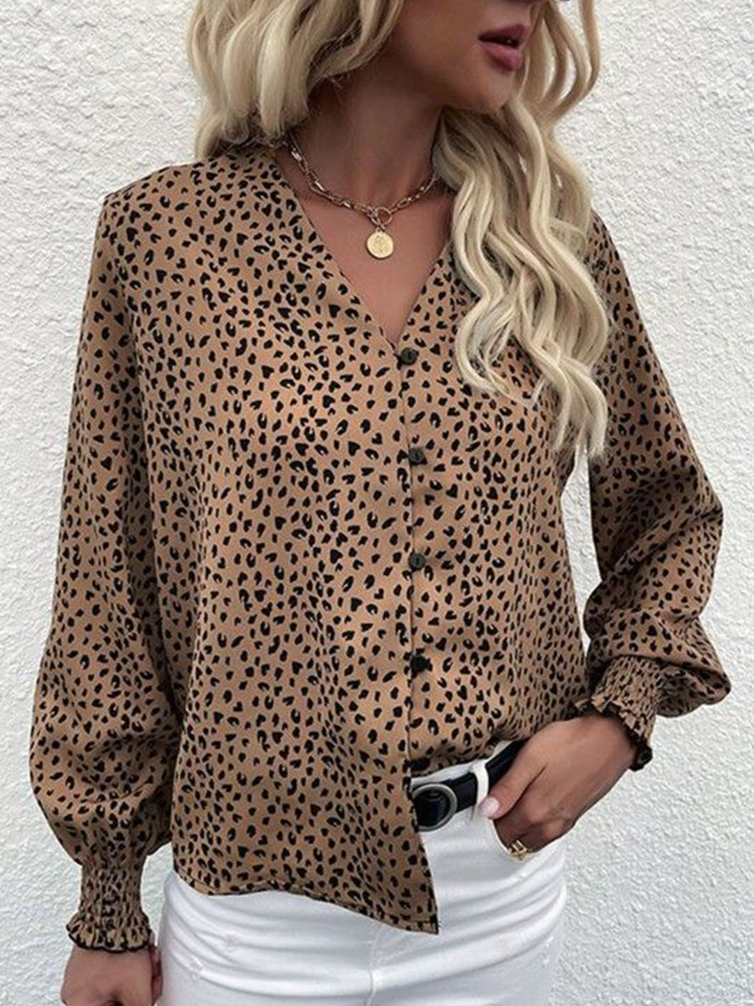 

DressBerry Women Animal Opaque Printed Casual Shirt, Brown