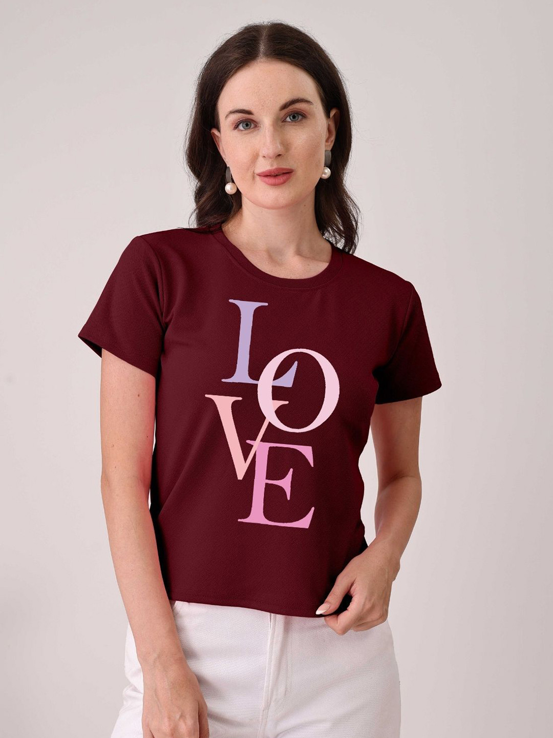 

Moda Rapido Women Printed T-shirt, Maroon